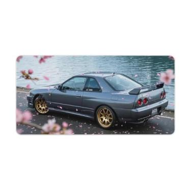 Imagem de HouLaiZhe Tapetes de mesa de carro JDM R32 Tapetes de mouse para jogos, tapetes de mesa grandes para teclado de mesa, tapete de computador 30 x 60 cm