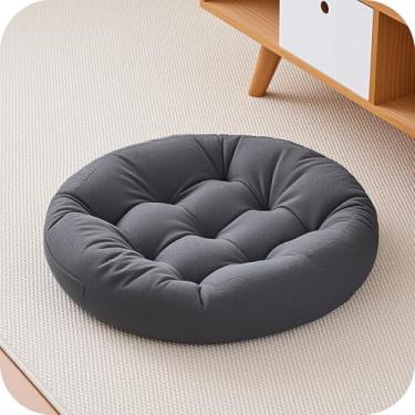 Imagem de Tikuns Almofadas de chão para adultos, almofadas de meditação de 55 x 56 x 15 cm, almofada redonda grande de espuma viscoelástica para sala de estar (1, cinza, 56 x 56 cm)