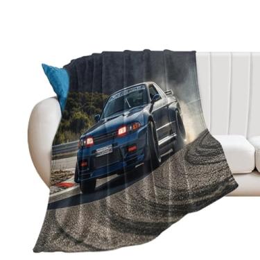 Imagem de HouLaiZhe Cobertor super macio de flanela JDM R32 Drift Motion Cool Lightweight Cooling Blankets para sofá-cama, cadeira, sofá, carro, viagens ao ar livre, leve, quente, 152 x 203 cm