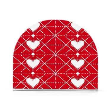 Imagem de Wassud Porta-guardanapos com padrão xadrez de corações vermelhos para mesa, cozinha e jantar, suporte de guardanapo de acrílico para guardanapos de papel acomodam 50-60 guardanapos, decoração de casa