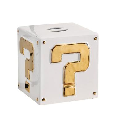 Imagem de Piggy Bank Question Mark Square Ceramic 14cm para crianças