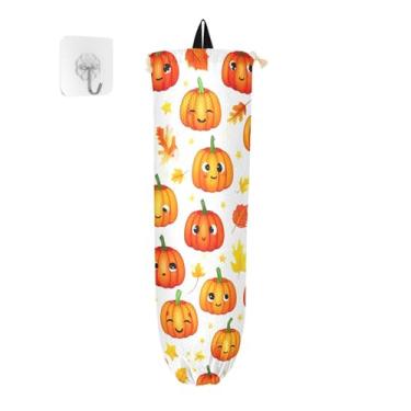 Imagem de xigua Suporte de parede para saco de plástico de abóboras de Halloween com cordão, pacote com 2, organizador de sacolas de compras reutilizáveis, decoração para bolsas, meias, roupas íntimas e