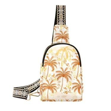 Imagem de CEBUGI Palmeiras pequena bolsa tiracolo feminina de couro, pochete transversal para trilhas, viagens ao ar livre