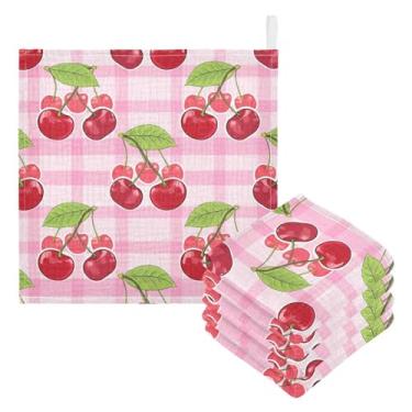 Imagem de Kigai Toalhas de banho Cherry Baby, 5 peças de toalha absorvente ultra macia, toalha de rosto de banho para recém-nascido, lenços de bebê reutilizáveis naturais para pele sensível, lista do bebê como