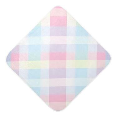 Imagem de Toalhas de bebê com capuz toalha de bebê absorvente ultra macia toalha de banho colorida xadrez musselina algodão toalhas de banho para recém-nascidos bebês bebês 89 x 89 centímetros