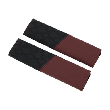 Imagem de Partuto Capa para cinto de segurança marrom avermelhado almofada de fibra de carbono couro 22,5 cm tira de cinto de segurança almofada almofada almofada de ombro 2 peças