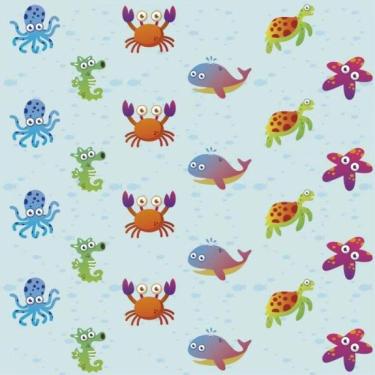 Imagem de Papel De Parede Infantil Fundo Do Mar Colorido