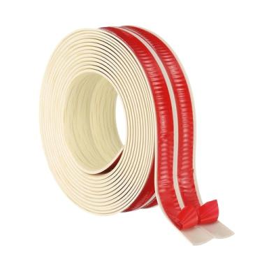 Imagem de PATIKIL Protetor de canto de parede de 4 cm x 3 m, protetor de borda autoadesivo de canto de parede, acabamento de moldagem flexível para bancada de teto, grão de madeira bege