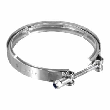 Imagem de HARFINGTON Braçadeira de banda V de 14 cm de aço inoxidável 304 braçadeira de parafuso de banda V para sistemas de escapamento acessórios de carro de troca de tubo descendente, prata