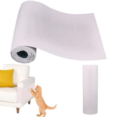 Imagem de HOBBIESAY 1 rolo de tapete floral branco para arranhão para gatos 40 x 190 x 0,30 cm, almofadas para arranhar gatos que escalam, faça você mesmo, protetor de sofá de garras de animais de estimação
