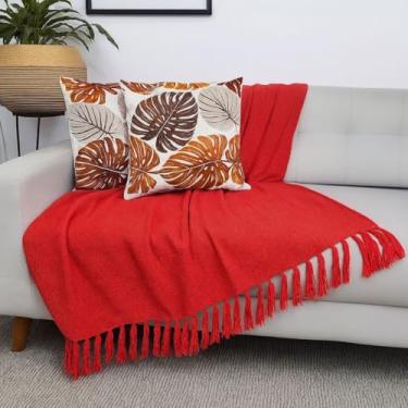 Imagem de Manta para Sofá 2,40 x 1,80 - Capa Protetora Gigante em Algodão para Sofá, Cama ou Área Externa - Fácil de Lavar(VERMELHO)