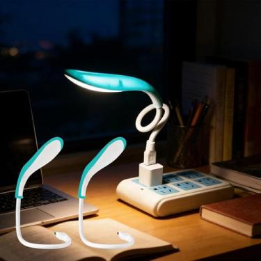 Imagem de Pacote com 2 lâmpadas USB flexíveis e portáteis para leitura, mini luz noturna com pescoço de ganso para laptop, teclado portátil e uso em viagens