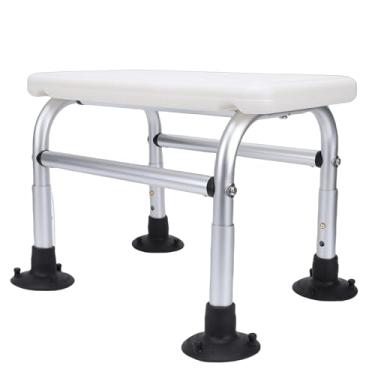 Imagem de YWBL-WH Cadeira de Banho, Banco de Banho de Alumínio Com Altura Ajustável Com Pés de Borracha Texturizados e Orifícios de Drenagem, para Uso Estável e Antiderrapante Em Ambientes