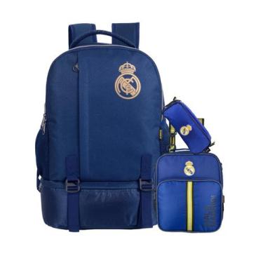 Imagem de Kit Escolar Real Madrid Mochila Costas + Lancheira + Estojo - Xeryus