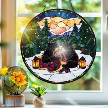 Imagem de Apanhador de sol de acrílico colorido, apanhadores de sol, decoração de janela suspensa de urso de Natal, arte de parede de arco-íris, para varanda, interior e exterior, jardim, enfeites de Natal