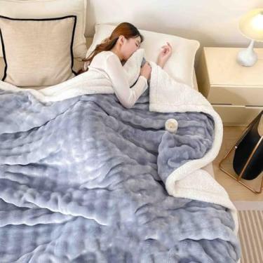 Imagem de Cobertor de lã, cobertores e mantas fofos, mulheres, homens, para cama, cachecol adulto, duplo, solteiro, para sofá, lã de camada dupla, grosso, quente, macio, confortável para primavera, outono