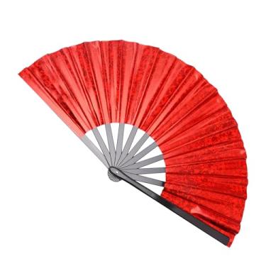 Imagem de Diulinep 33 cm Red Laser Party Folding Clacking Popping Fan de mão, botas no chão, dança no chão, festival de música, festa de clube, apresentação de casamento, decoração, carnaval, discoteca, roupas