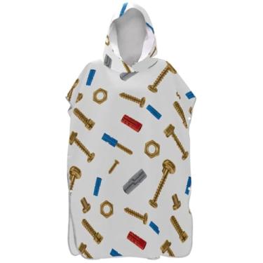 Imagem de Joisal Poncho de surfe trocador de roupão para praia Adul toalha com capuz floral reutilizável poncho masculino com parafuso de capuz branco