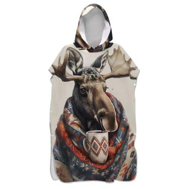 Imagem de TSENQUE Roupão para adultos poncho de surfe praia moletom toalha floral vestível colorido alce cobertor estampado ponchos de praia para homens