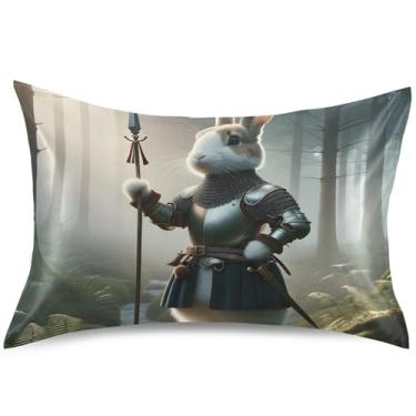 Imagem de Rabbit Solider Capas de almofada de cetim engraçadas para resfriamento de cabelo, capas de travesseiro padrão King Queen, tamanho Queen, 76 cm x 50 cm