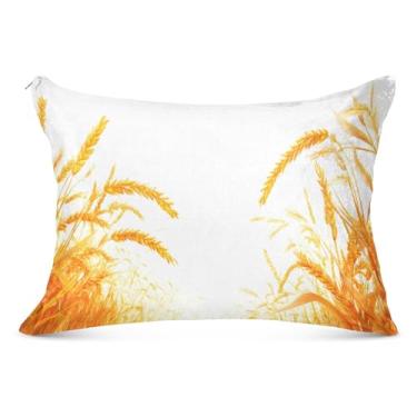 Imagem de Capa de almofada longa amarela Golden Rice Field 50 x 101 cm, capa de almofada com zíper, fronha corporal para outono e inverno