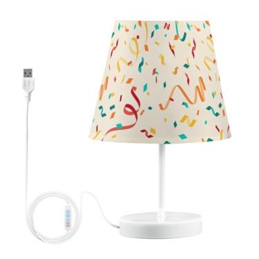 Imagem de Joisal Flâmulas coloridas mesas laterais de cama, quarto, 3 vias, luzes de mesa reguláveis para escritório em casa, sala de estar, dormitório, casa, escritório