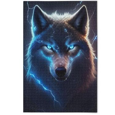 Imagem de Quebra-cabeça 1000 peças arte colorida adulto lobo legal jogo engraçado presentes tecnológicos arte prima quebra-cabeça animal impressão arte, 1000 peças, 75 x 50 cm