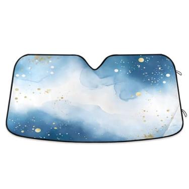 Imagem de Guarda-sol azul mármore dourado glitter carro para-brisa proteção UV SUV para-sol para para-brisas pequeno