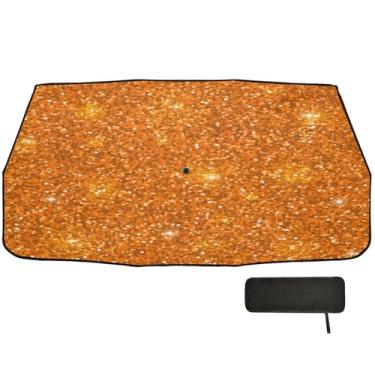 Imagem de Guarda-sol laranja com glitter Winshield bloqueio UV guarda-chuva de carro 147.3 cm x 75.4 cm persianas de carro para janelas