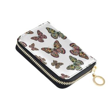 Imagem de Carteira feminina branca vibrante de couro com bloqueio de RFID, carteira de cartão de crédito, carteira de viagem com zíper de desenho animado fofo com chaveiro