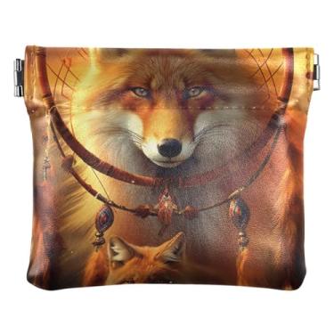 Imagem de KO Gorilla Porta-moedas feminino de couro colorido Snap Girls pequena bolsa de moedas, Apanhador de sonhos raposa, one size, Minimalista moderno