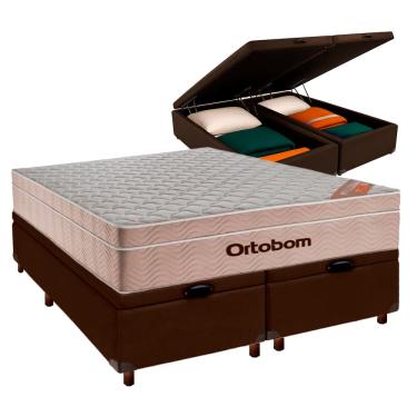 Imagem de Cama + Bau Blindado e Colchão Molas Ensacadas Queen - Airtech Ortobom