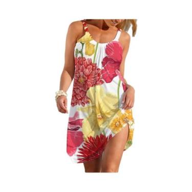 Imagem de Vestido Slip Étnico Boho Feminino Casual De Verão Saia Solta Para Uso 