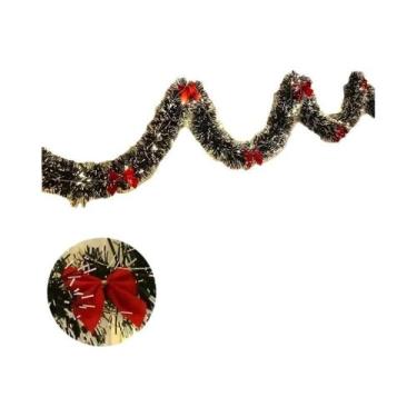 Imagem de Guirlanda De Natal Artificial De 2m Com Luzes LED, Guirlanda Metálica 
