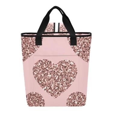 Imagem de Bolsa térmica Hearts, ouro rosa, brilhante, rosa, 36 latas, leve, térmica, refrescante, para mulheres, viagens