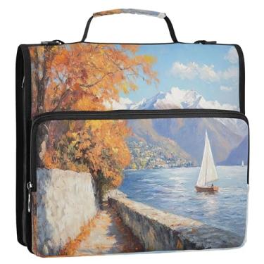 Imagem de Organizador de pastas brancas Lake Mountain Sail, bolsa de fichário com alça de ombro, fichários escolares para ensino médio