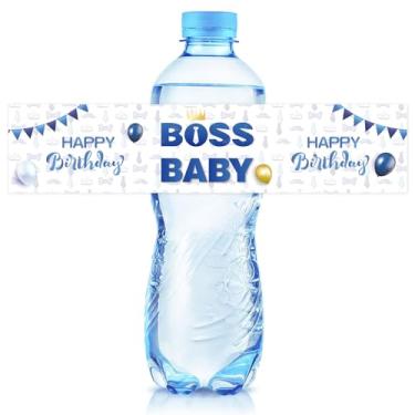 Imagem de Ambishi 32 Peças De Etiquetas Para Garrafas D'Água Boss Boy, Adesivos Decoração Festa 1º Aniversário Meninos, Lembrancinhas Chá Bebê/Revelação Gênero