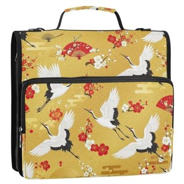 Imagem de Elegante bolsa vintage dourada com 3 anéis com alça de ombro, organizador de fichário com zíper para viagens escolares e escritório, pasta grande para portfólio comporta 500 folhas com vários bolsos