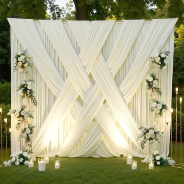 Imagem de Cortina de fundo marfim de 10 pés × 3 m para festas de casamento, 8 painéis de poliéster sem rugas, pano de fundo para fotos de aniversário