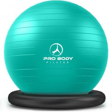 Imagem de ProBody Pilates Cadeira de bola de ioga, cadeira de exercício com base ou suporte para mesa de escritório em casa, sentado ou treino, bola de equilíbrio e assento de bola de estabilidade para costas