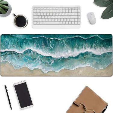 Imagem de Tapete de mouse de praia, tapete de teclado para jogos Sea Wave, protetor de laptop com base de borracha antiderrapante, mouse pads grandes estendidos presentes para mesa, escritório, casa, decoração