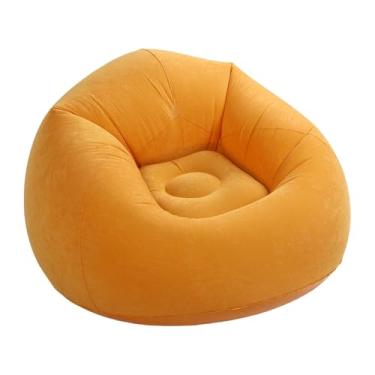 Imagem de SUNGOOYUE Cadeira Inflável, Portátil Reunindo sofá de Ar sofá Cadeira Com Suporte Ergonômico para Sala de Estar Quarto Praia Acampamento (amarelo brilhante)