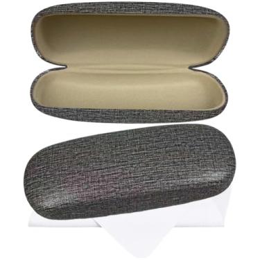 Imagem de CREATCABIN Estojo de óculos rígido para óculos de sol feminino masculino grande suporte de óculos de sol bolsa de armazenamento protetora com pano de limpeza macio presente viagem preto 16 x 6,3 x 3,8