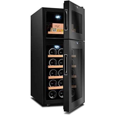 Imagem de 59 Litros Wine Cooler Armário Para Charutos De Vinho Máquina De 1 Corpo 50% Porta De Vidro Com Espelho Oculto Temperatura Dupla Independente Mudo E Economia De Energia Autônomo E Construído Em Est