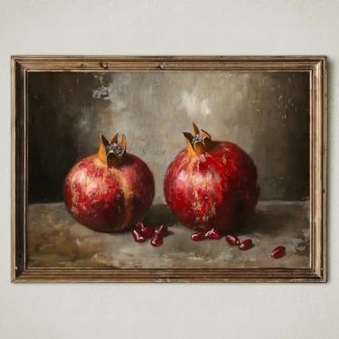 Imagem de Arte de parede de frutas antigas impressão de romã vintage fruta francesa arte de romã natureza morta pintura de cozinha casa de fazenda arte de parede natureza morta imagens de cozinha temperamental
