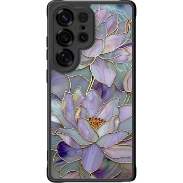 Imagem de DEENAKIN Capa fofa para Samsung Galaxy S24 Ultra, capa rígida floral estética, compatível com Magsafe, capa protetora fina retrô moderna exclusiva para mulheres e meninas, lótus roxo florescendo