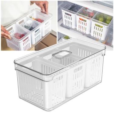 Imagem de Organizador de Geladeira 5L com 3 Cestos Clear Fresh Ou