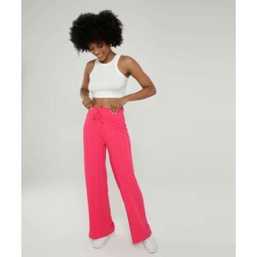 Imagem de Calça Wide Leg Feminina Canelada Marisa-77314, Rosa, GG