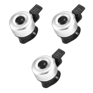 Imagem de Sino de bicicleta 2 pacotes com som melodioso alto clássico mini sino de bicicleta para crianças adultos buzina para scooter, mtb, bmx(3pcs silver)