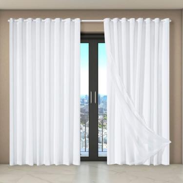 Imagem de Cortina Dual Forro Microfibra C/ Voil Liso 5,60m X 2,70m 100% Poliéster - Branco